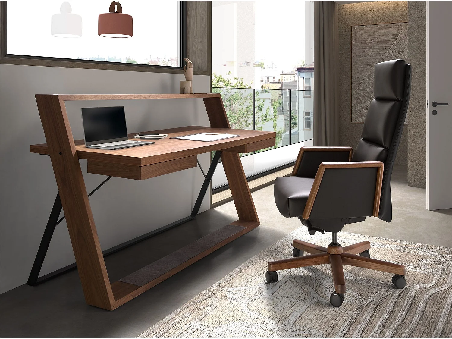 Fauteuil de bureau pivotant en similicuir noir 4214 ANGEL CERDA