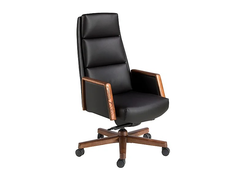 Sedia girevole da ufficio in similpelle nera 4214 ANGEL CERDA