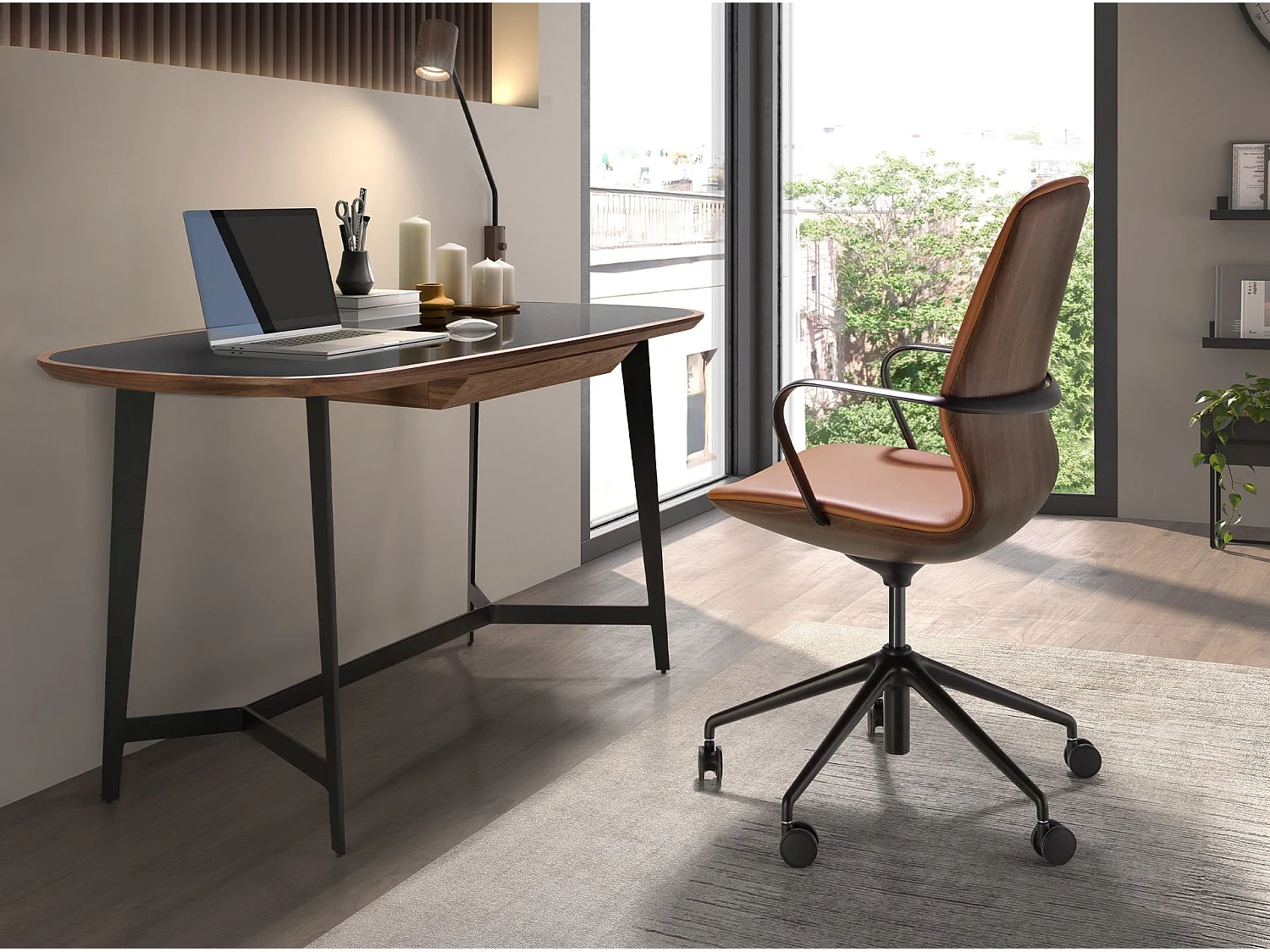 Fauteuil de bureau pivotant en similicuir marron 4219 ANGEL CERDA