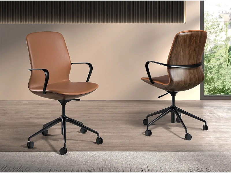 Cadeira giratória de escritório em couro sintético castanho 4219 ANGEL CERDA