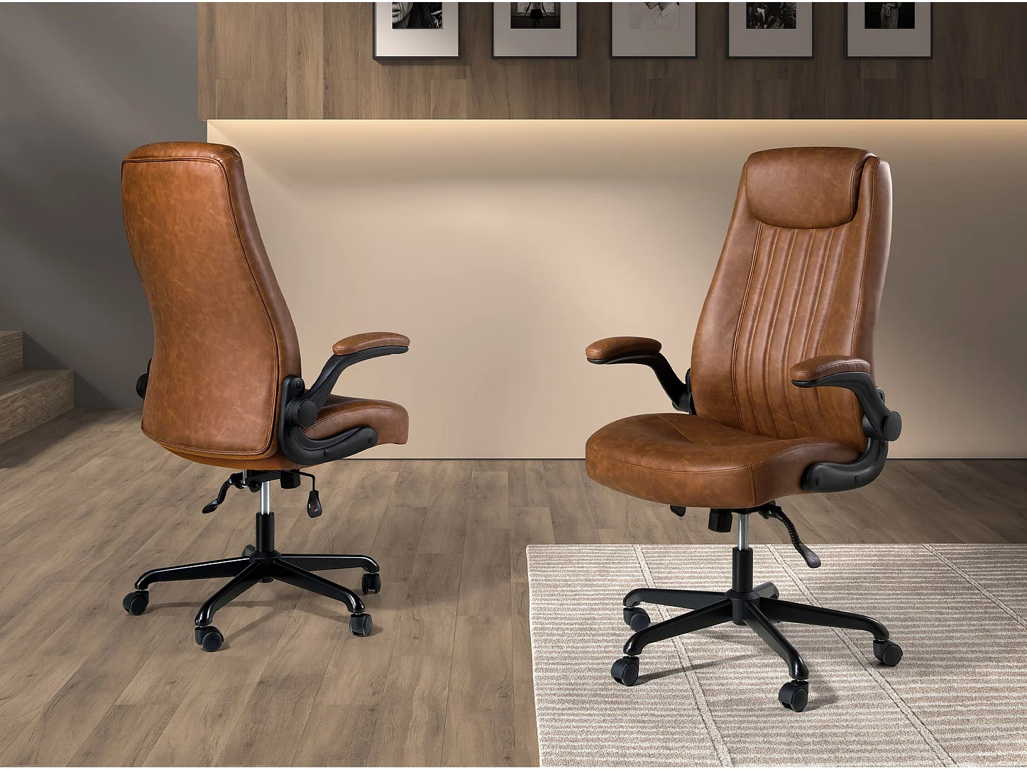 Fauteuil de bureau pivotant en similicuir marron 4223 ANGEL CERDA