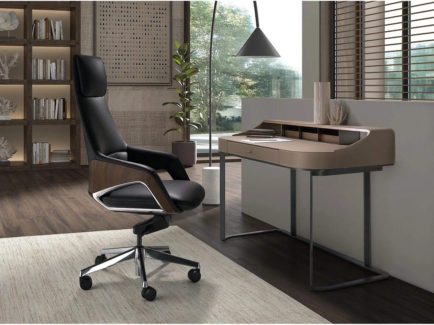 Fauteuil de bureau pivotant en similicuir noir 4210 ANGEL CERDA