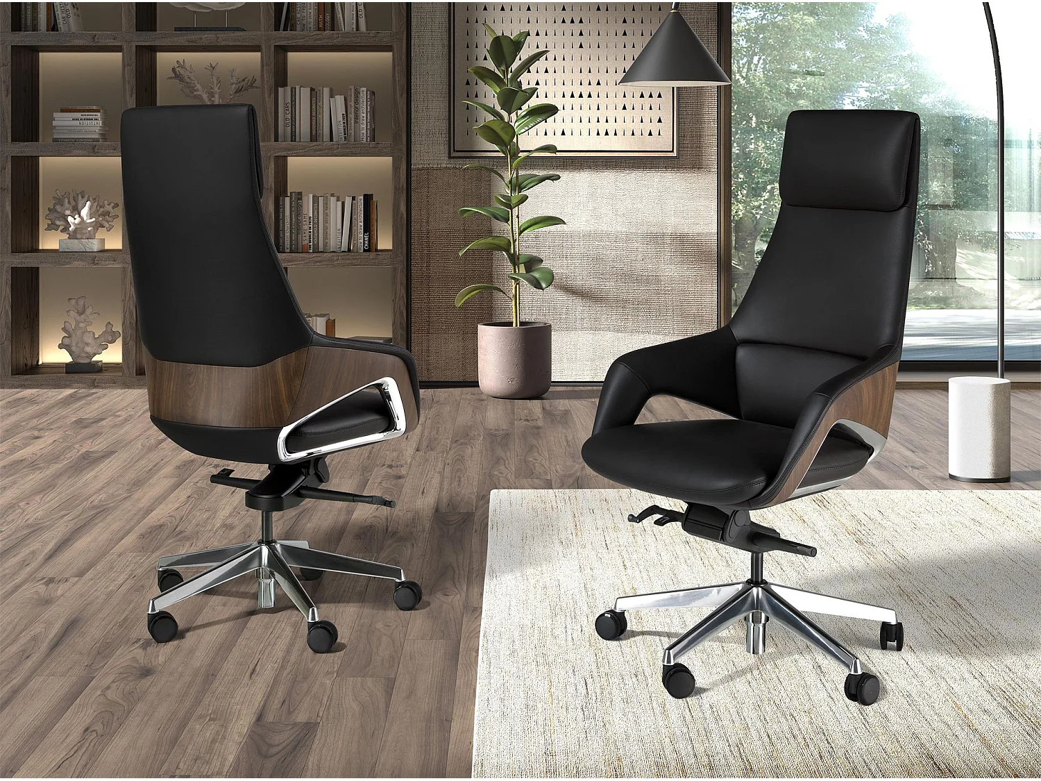 Fauteuil de bureau pivotant en similicuir noir 4210 ANGEL CERDA