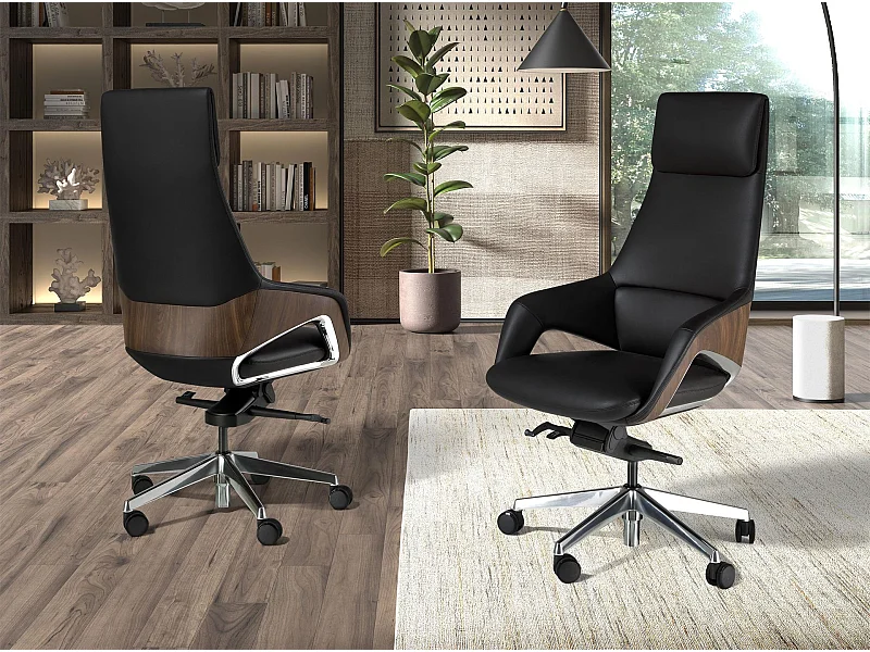 Cadeira giratória de escritório em couro sintético preto 4210 ANGEL CERDA