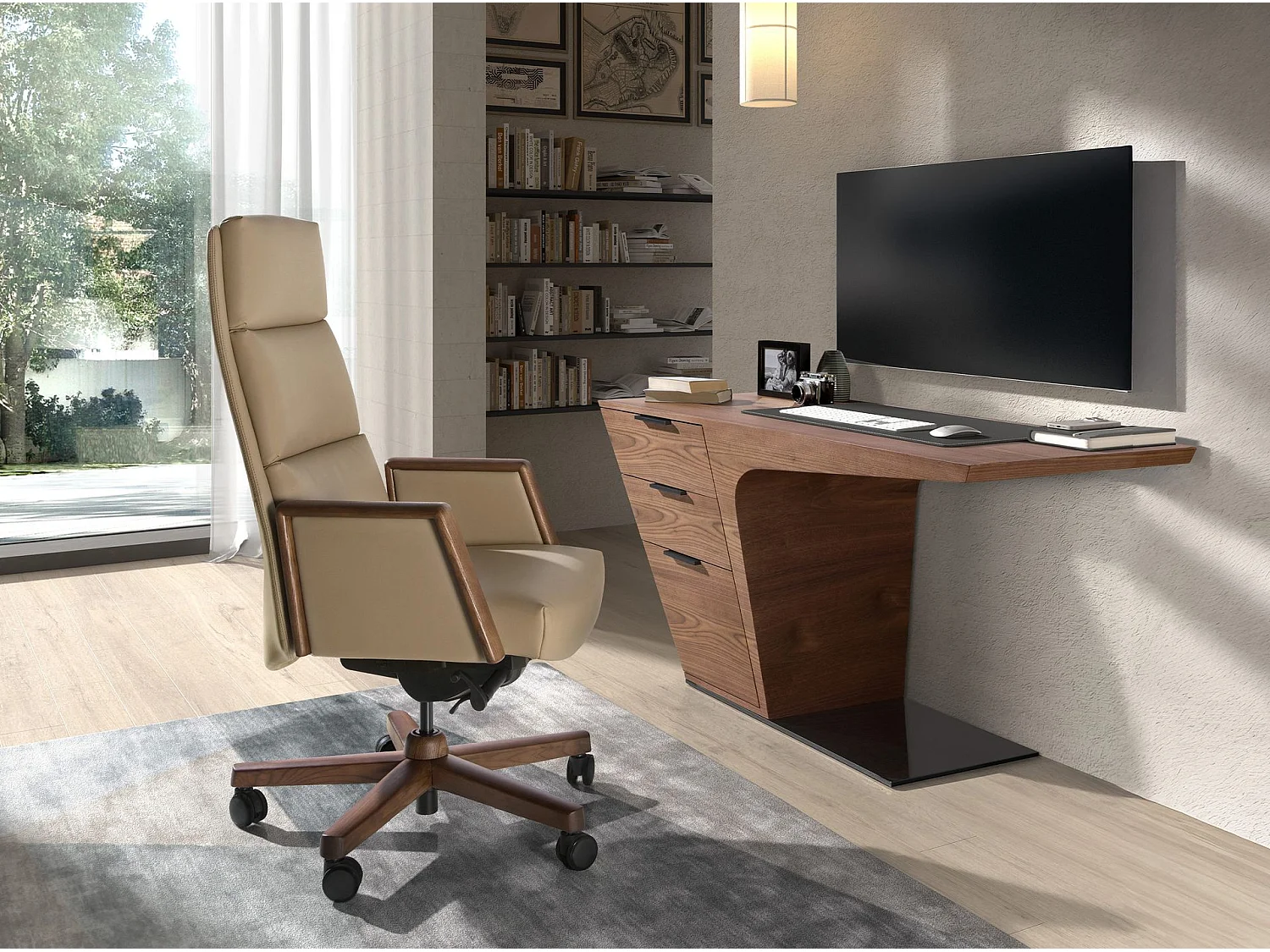 Fauteuil de bureau pivotant en similicuir vison 4213 ANGEL CERDA