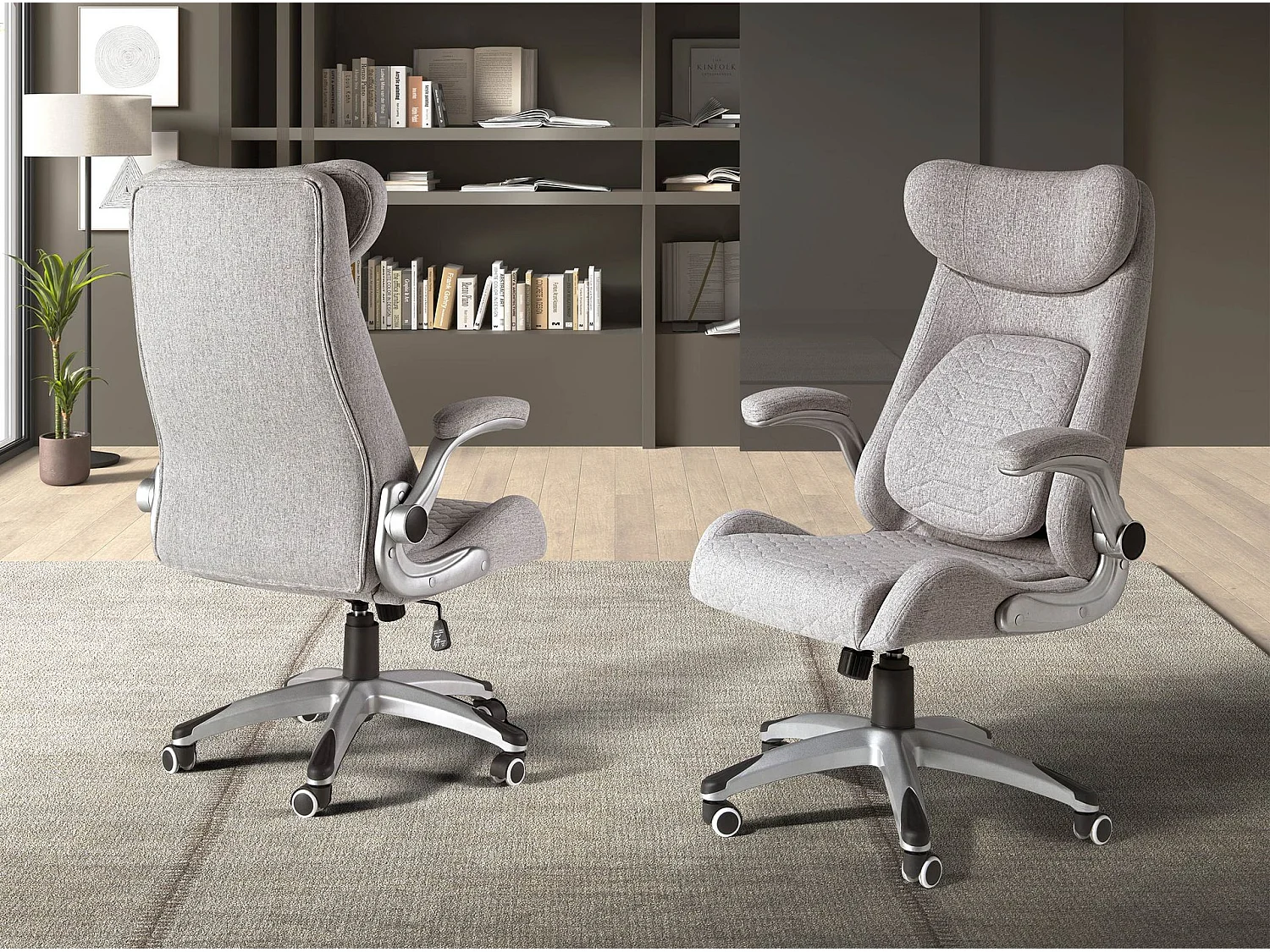 Fauteuil de bureau pivotant en tissu gris 4224 ANGEL CERDA
