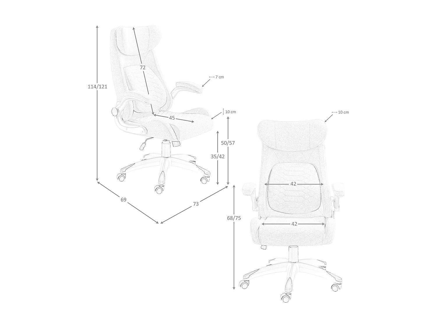 Fauteuil de bureau pivotant en tissu gris 4224 ANGEL CERDA