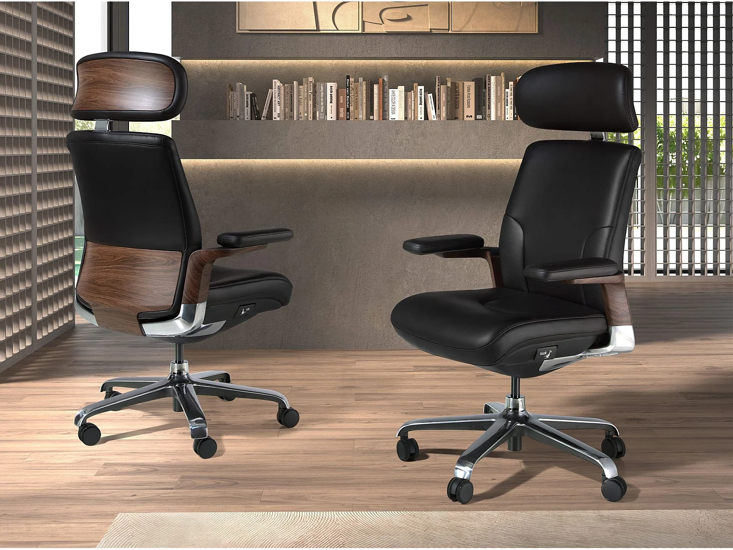 Fauteuil de bureau pivotant en similicuir noir 4212 ANGEL CERDA