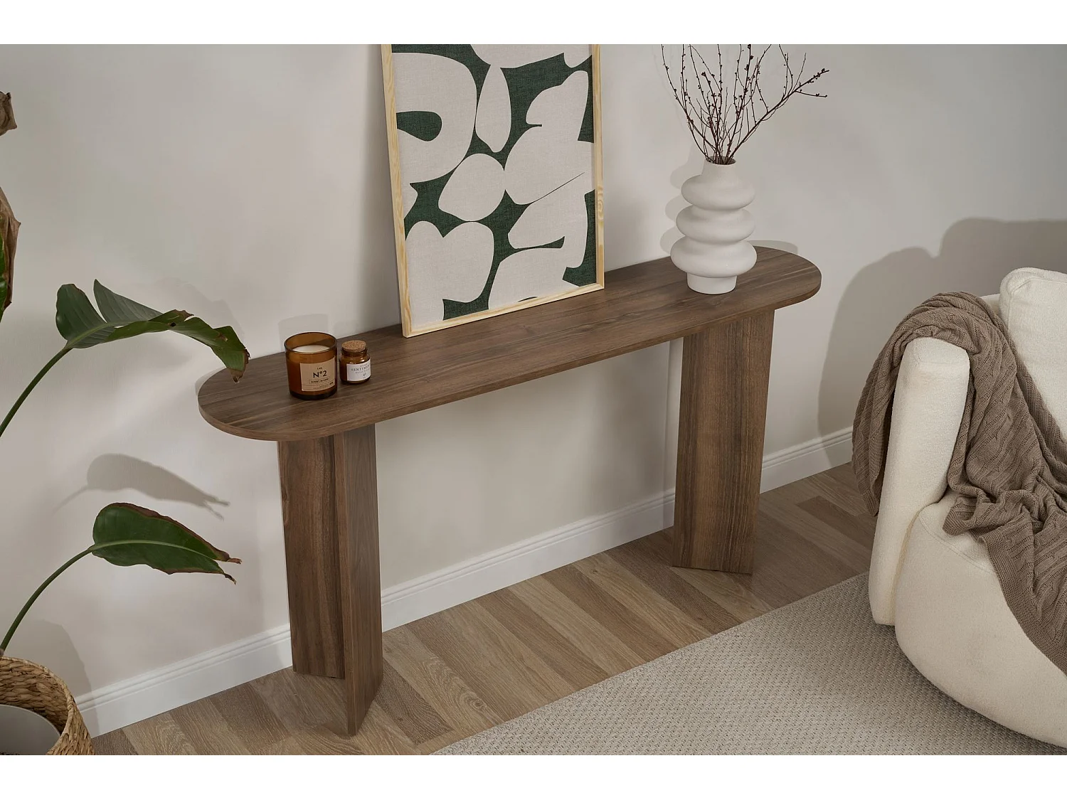 Premium "Sira" Trä Buffé & Konsol Set - Klassisk Design - Noyer - 35x150x75 cm