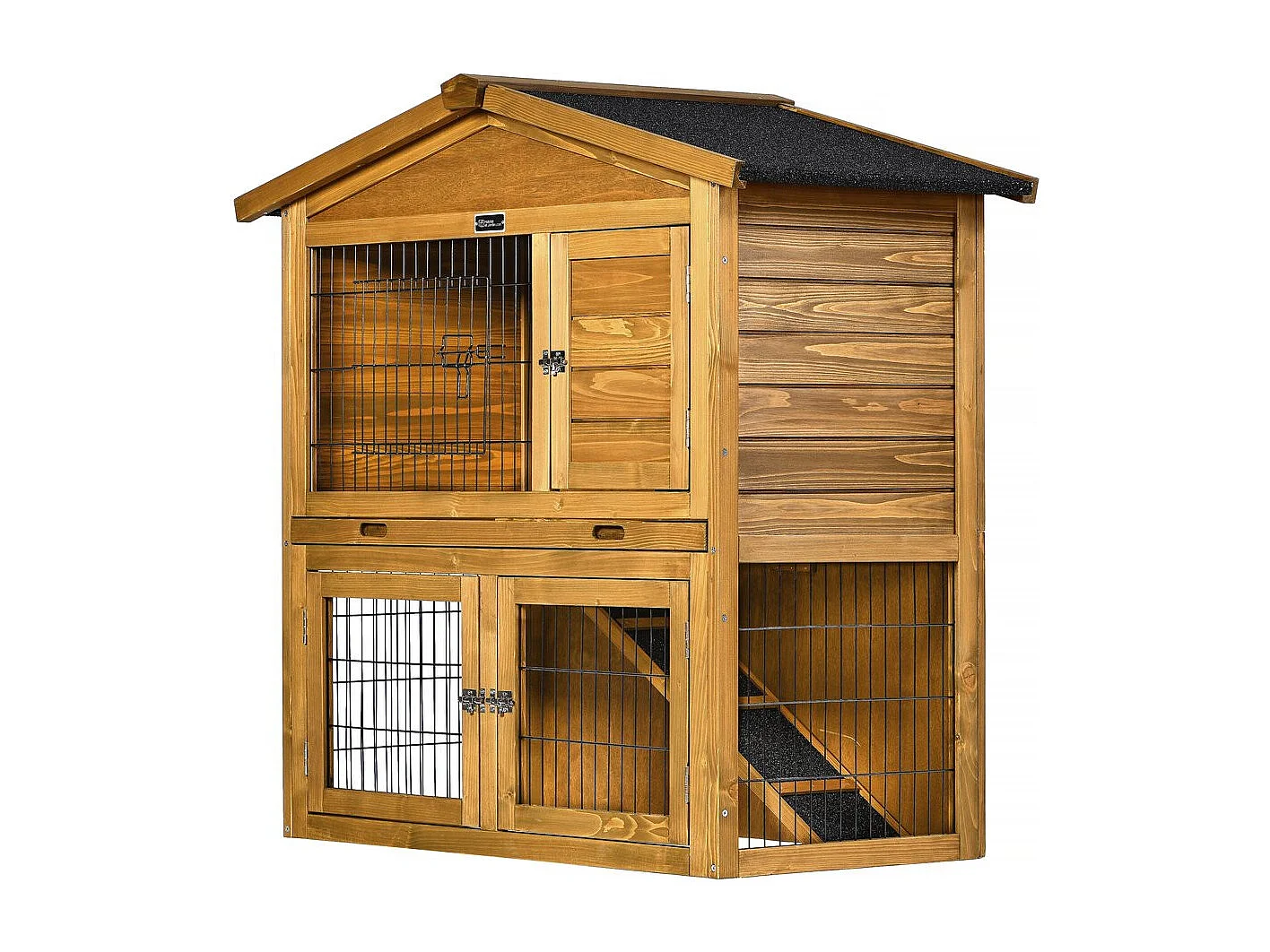 Clapier poulailler en bois "Noisette" - 102 x 55 x 100 cm - Marron