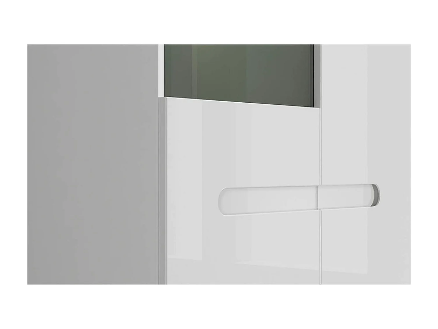 Vitrine haute à 2 portes avec éclairage LED, coloris Blanc/Blanc haute brillance - Longueur 90 x Profondeur 41 x Hauteur 193 cm