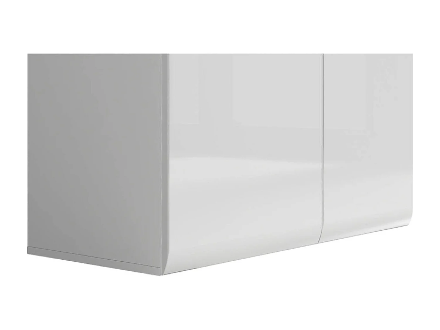 Vitrine haute à 2 portes avec éclairage LED, coloris Blanc/Blanc haute brillance - Longueur 90 x Profondeur 41 x Hauteur 193 cm