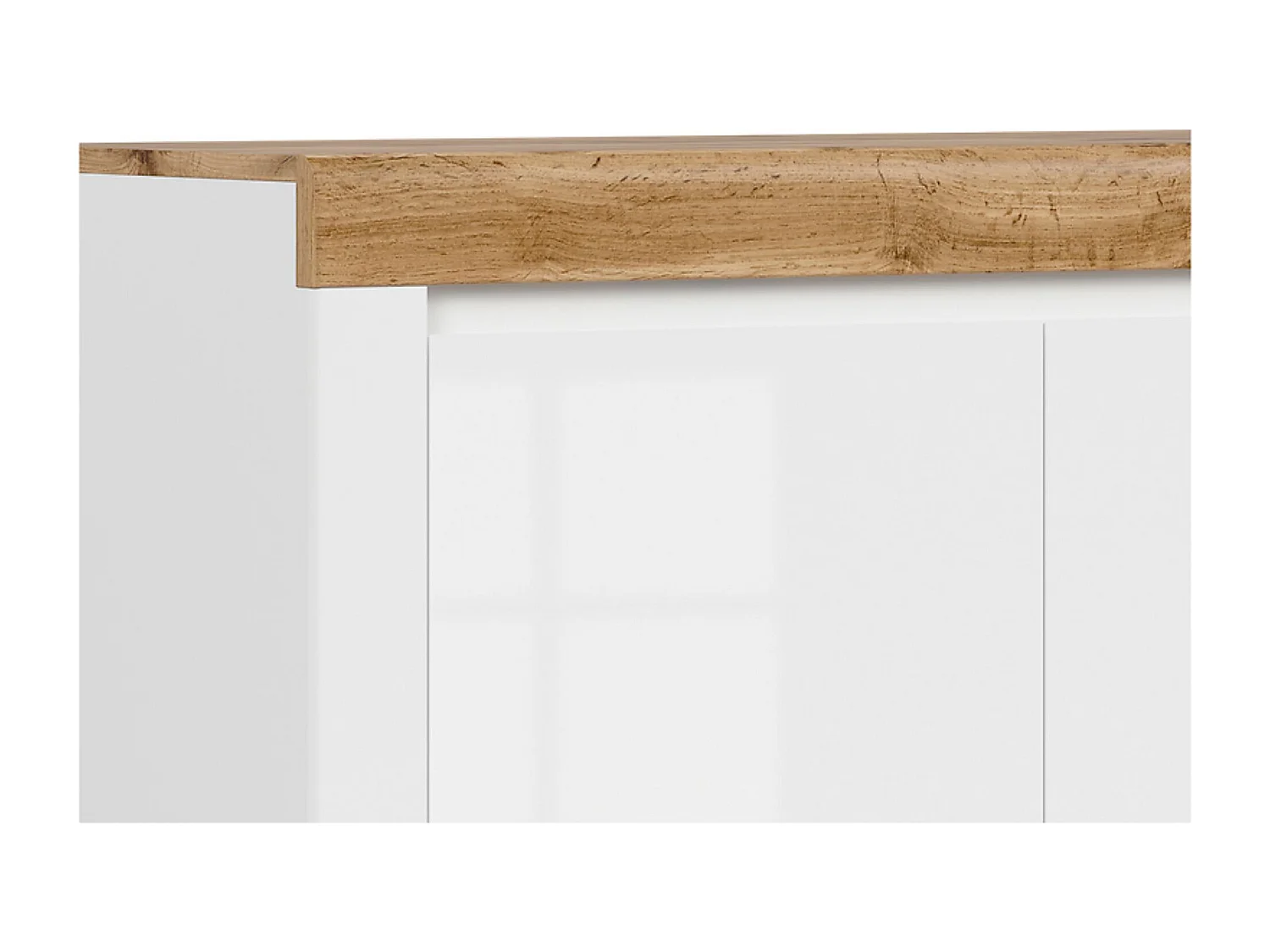 commode Meuble de rangement à 2 portes,coloris Blanc/Chêne wotan - Longueur 106 x Profondeur 42 x Hauteur 83,5 cm