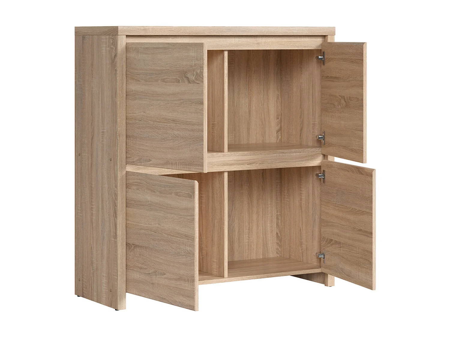 Commode Meuble de rangement 4 portes, coloris chêne Sonoma - Longueur 105 x Profondeur 40,5 x Hauteur 112,5 cm