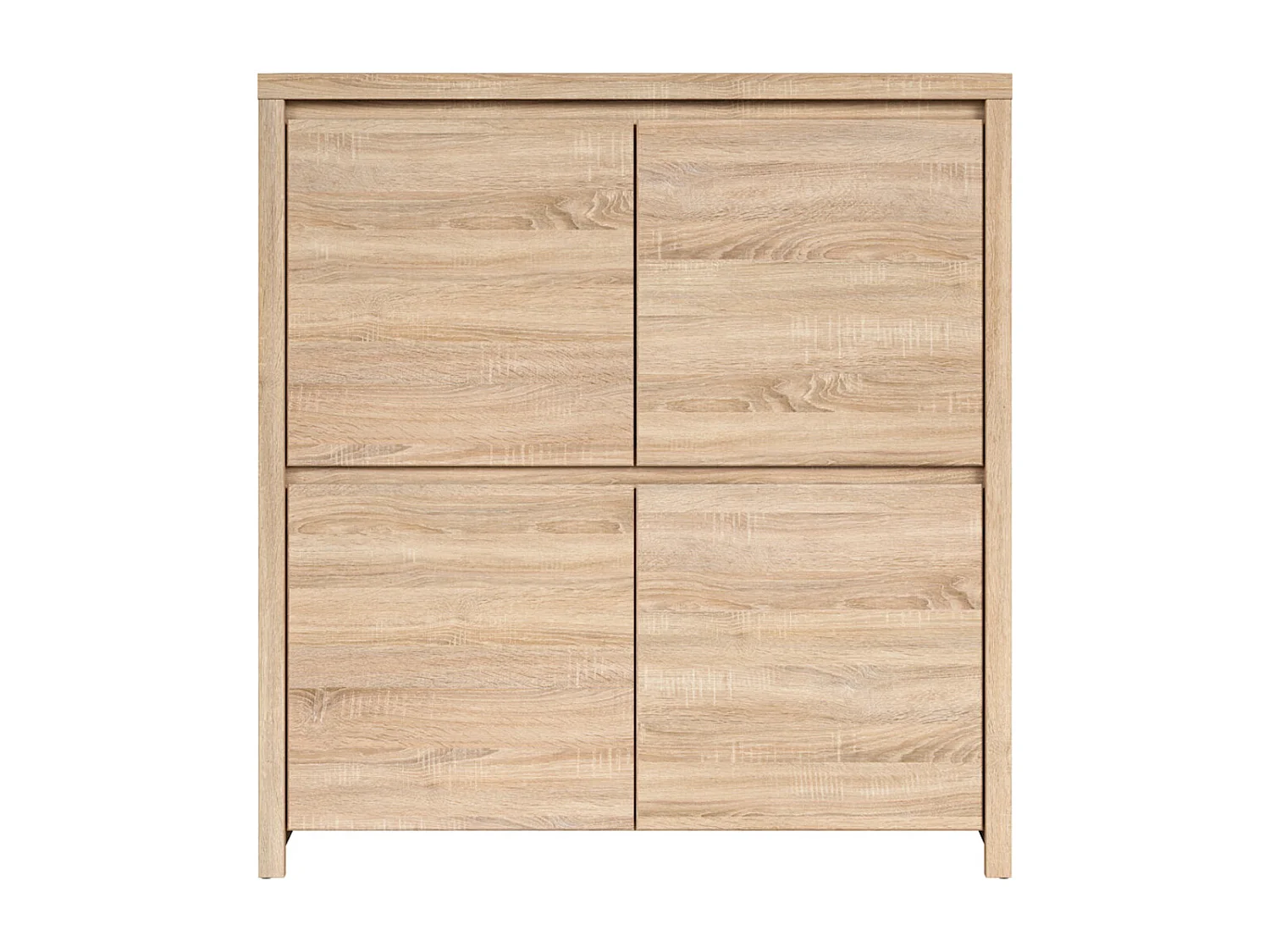 Commode Meuble de rangement 4 portes, coloris chêne Sonoma - Longueur 105 x Profondeur 40,5 x Hauteur 112,5 cm