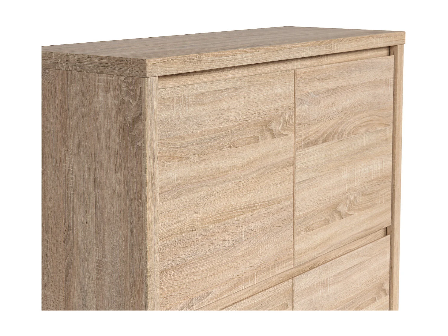 Commode Meuble de rangement 4 portes, coloris chêne Sonoma - Longueur 105 x Profondeur 40,5 x Hauteur 112,5 cm