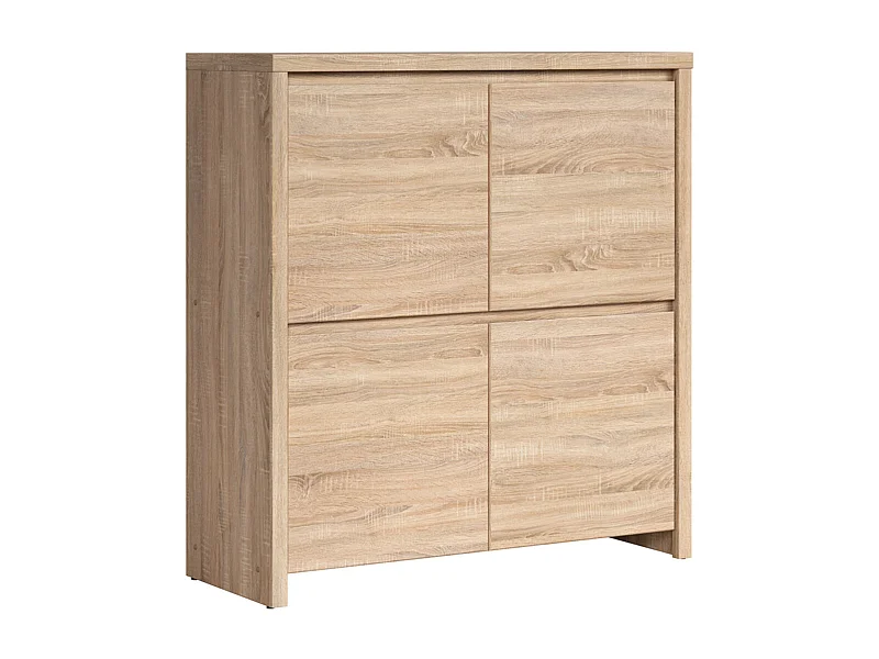 Commode Meuble de rangement 4 portes, coloris chêne Sonoma - Longueur 105 x Profondeur 40,5 x Hauteur 112,5 cm
