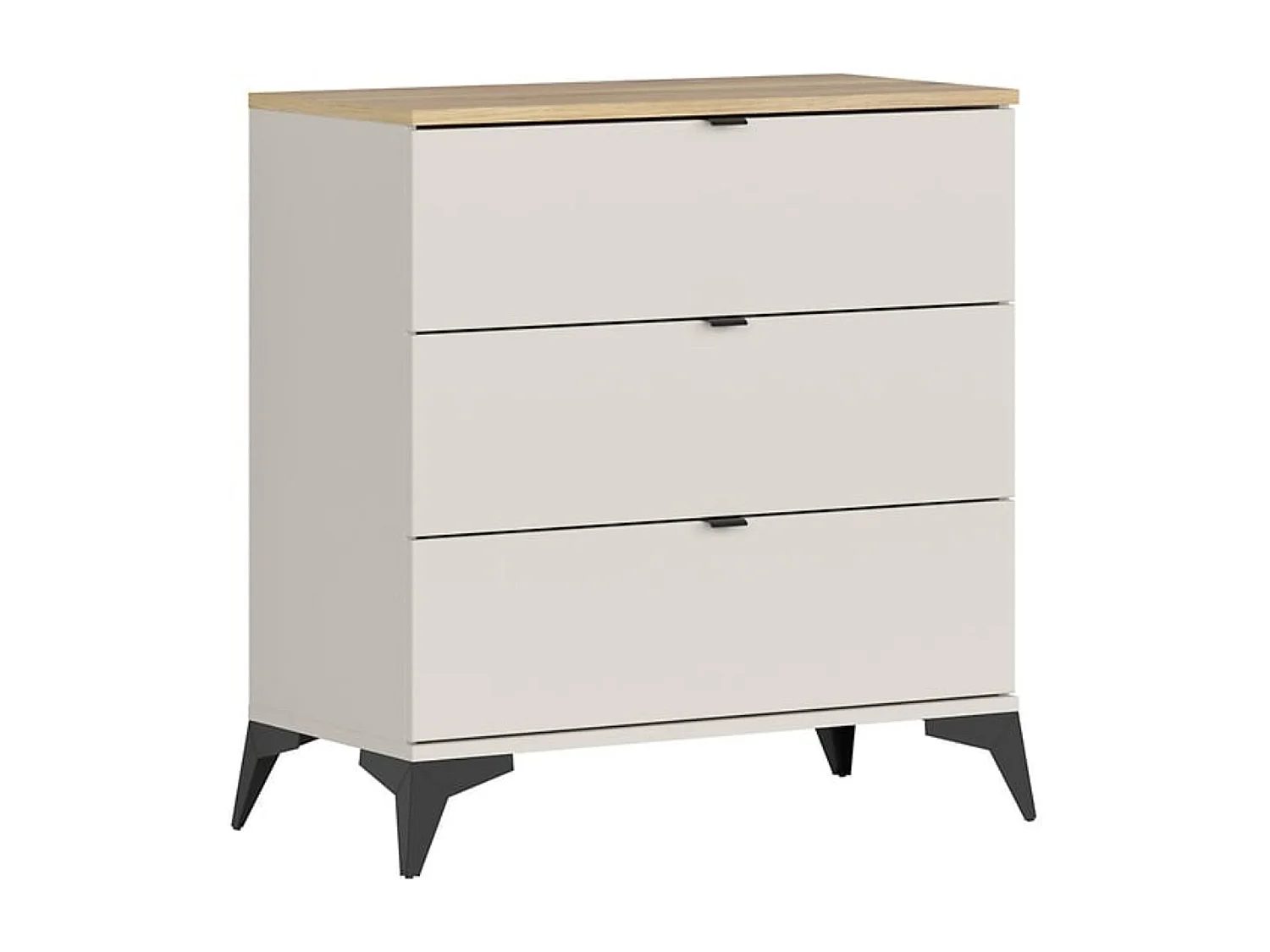 Commode 3 Tiroirs ,coloris Chêne mauvella/Beige - Longueur 85 x Profondeur 41,5 x Hauteur 90 cm