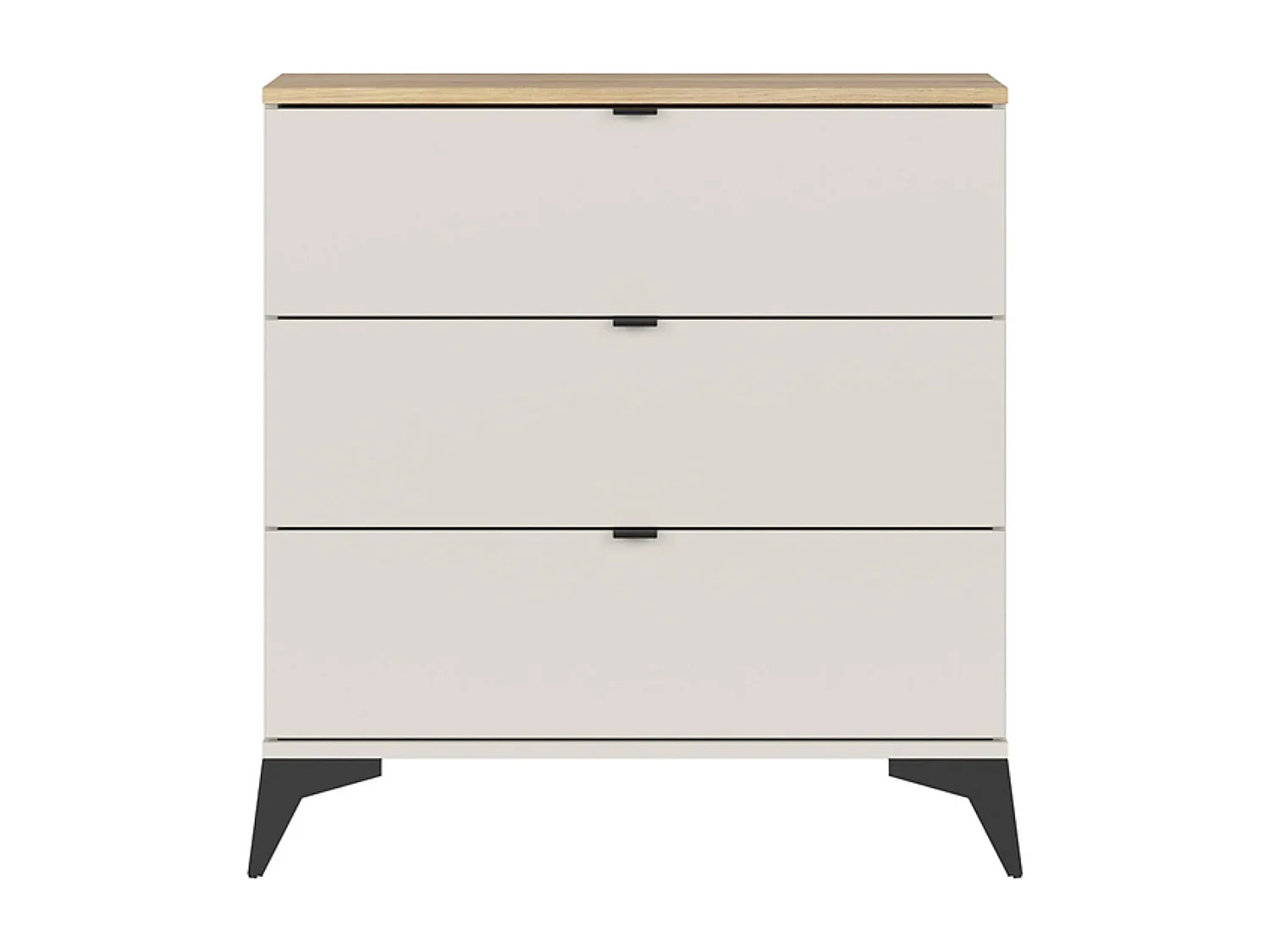 Commode 3 Tiroirs ,coloris Chêne mauvella/Beige - Longueur 85 x Profondeur 41,5 x Hauteur 90 cm