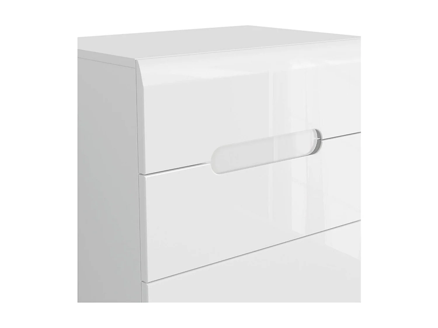 Commode Chiffonnier à 5 tiroirs , coloris Blanc/Blanc haute brillance - Longueur 60 x Profondeur 41 x Hauteur 104 cm