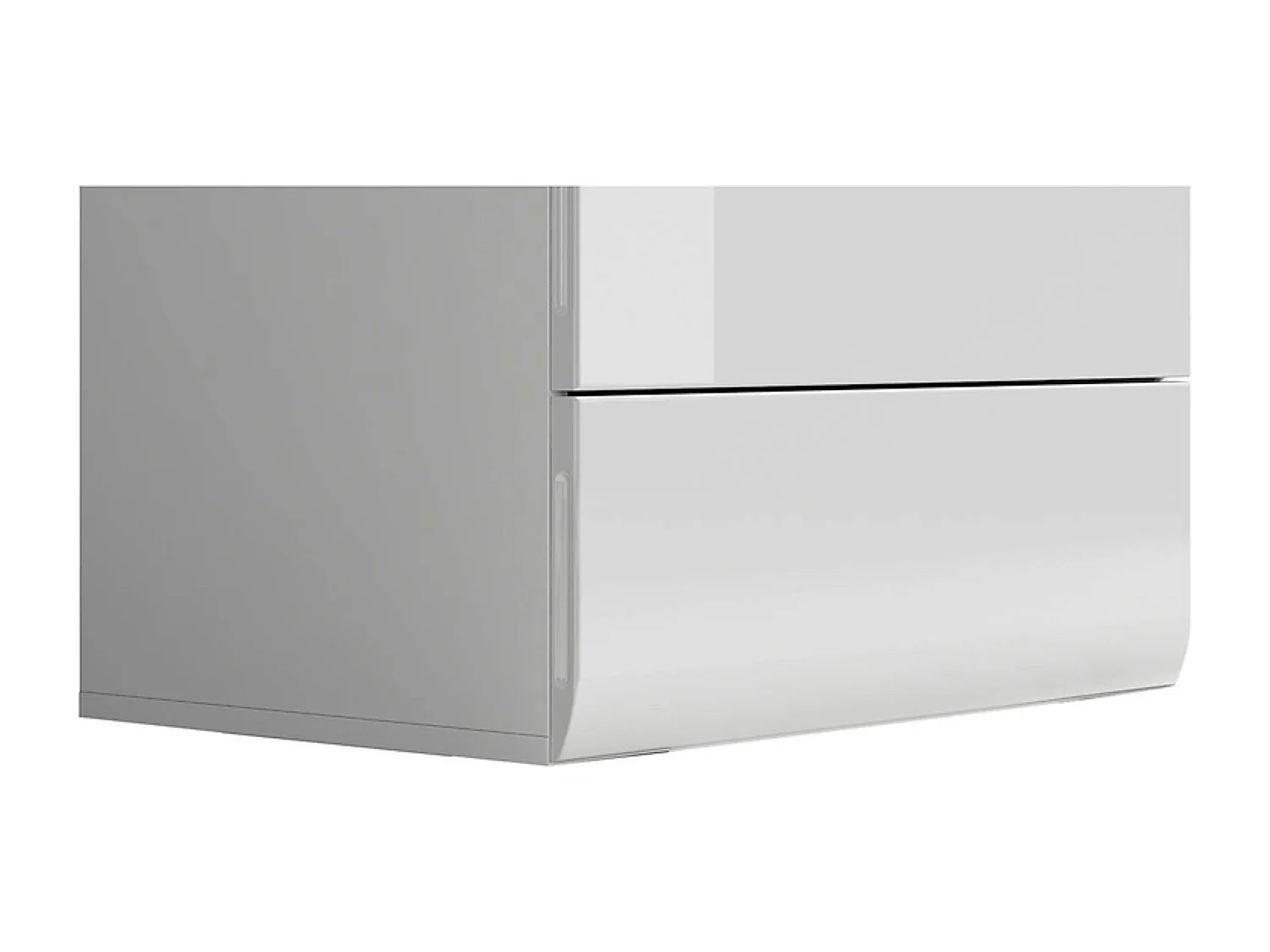 Commode Chiffonnier à 5 tiroirs , coloris Blanc/Blanc haute brillance - Longueur 60 x Profondeur 41 x Hauteur 104 cm