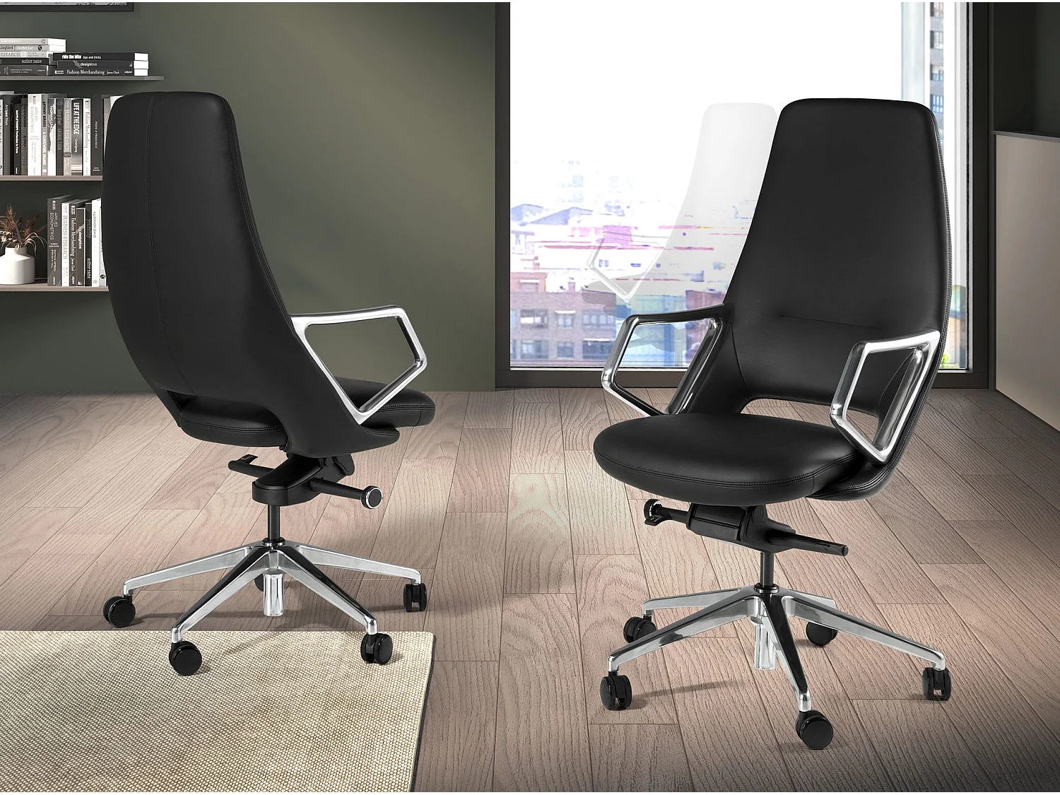 Fauteuil de bureau pivotant en similicuir gris 4217 ANGEL CERDA