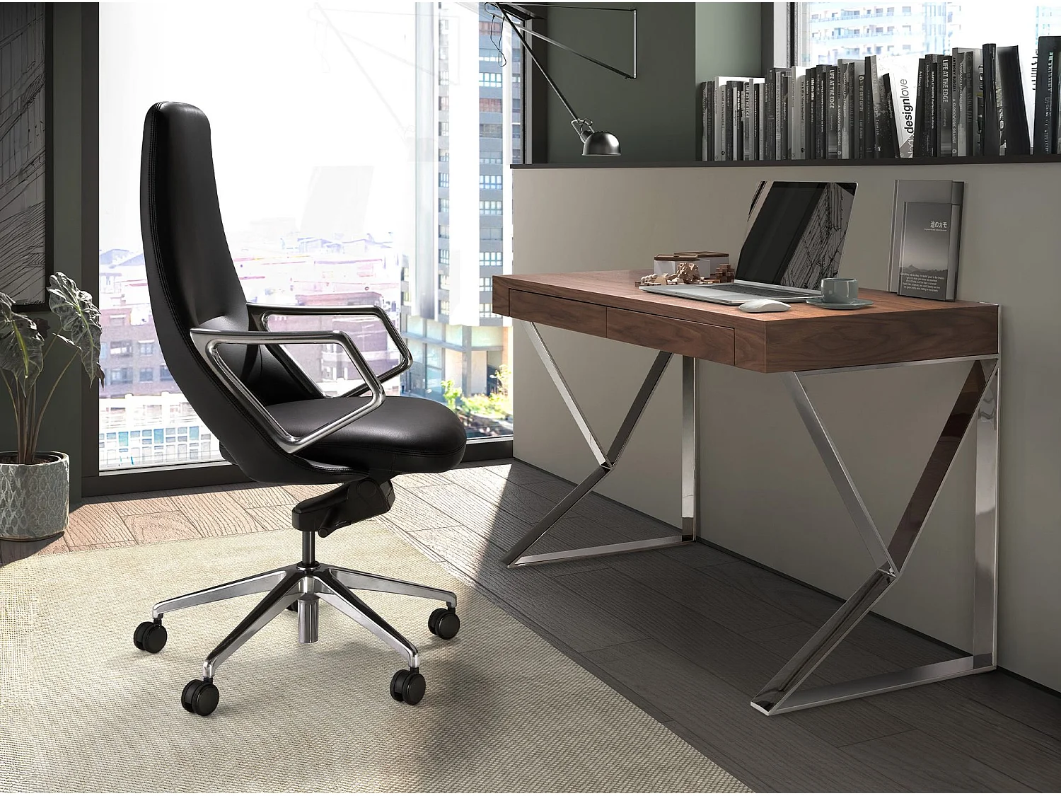 Fauteuil de bureau pivotant en similicuir gris 4217 ANGEL CERDA