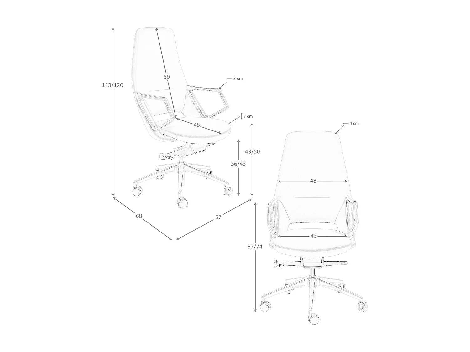 Fauteuil de bureau pivotant en similicuir gris 4217 ANGEL CERDA