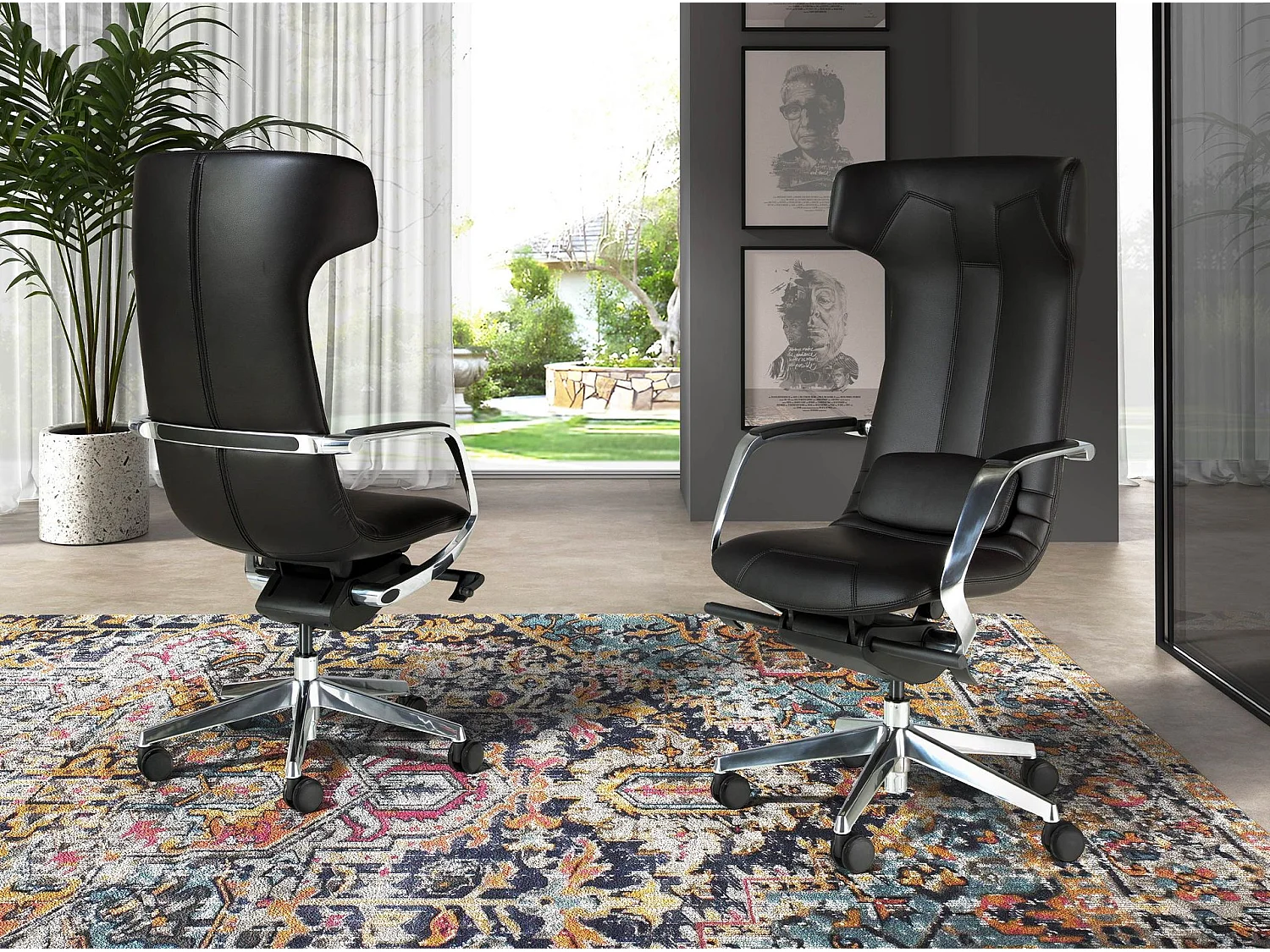Fauteuil de bureau pivotant en similicuir noir 4215 ANGEL CERDA
