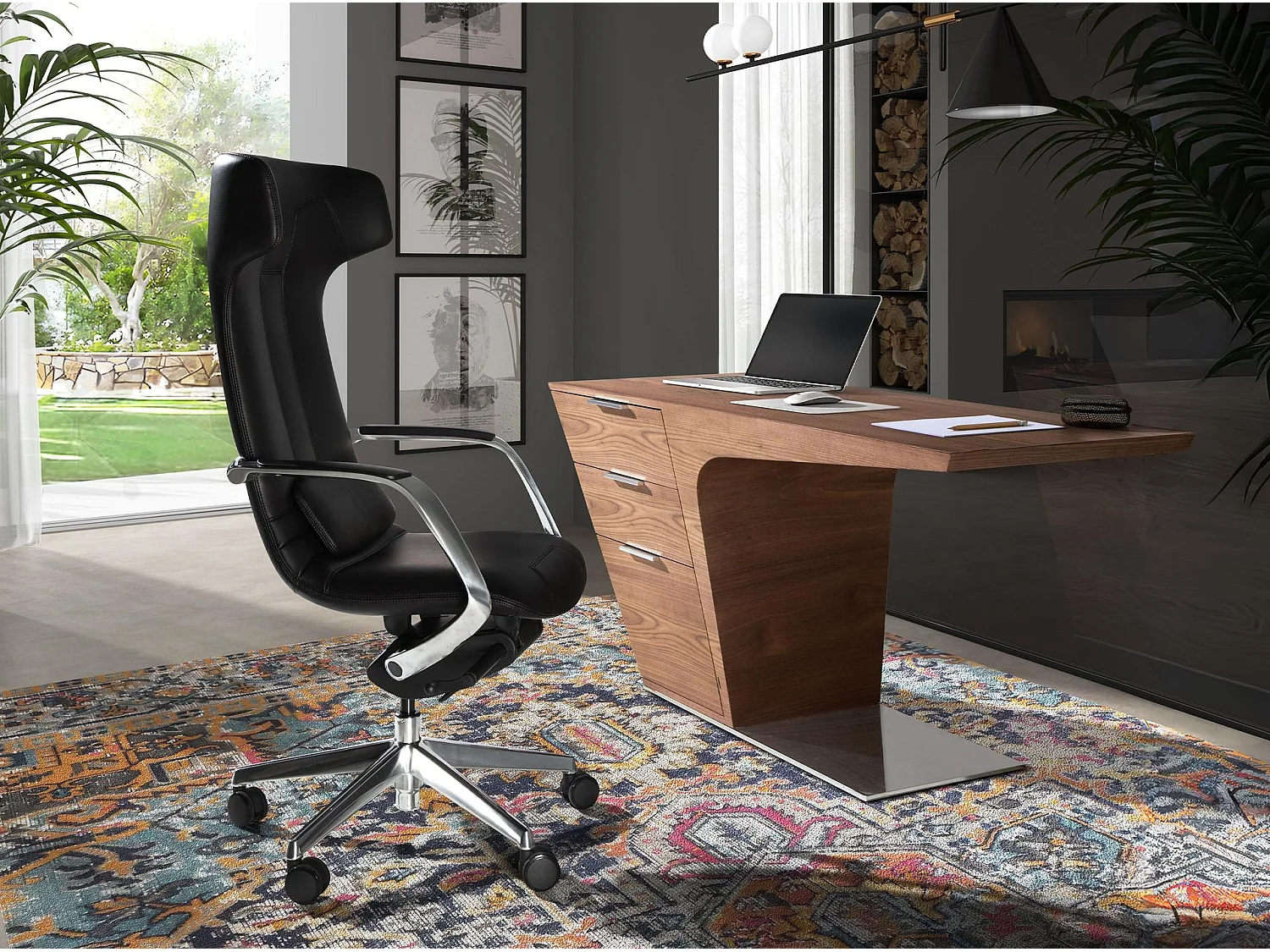 Fauteuil de bureau pivotant en similicuir noir 4215 ANGEL CERDA