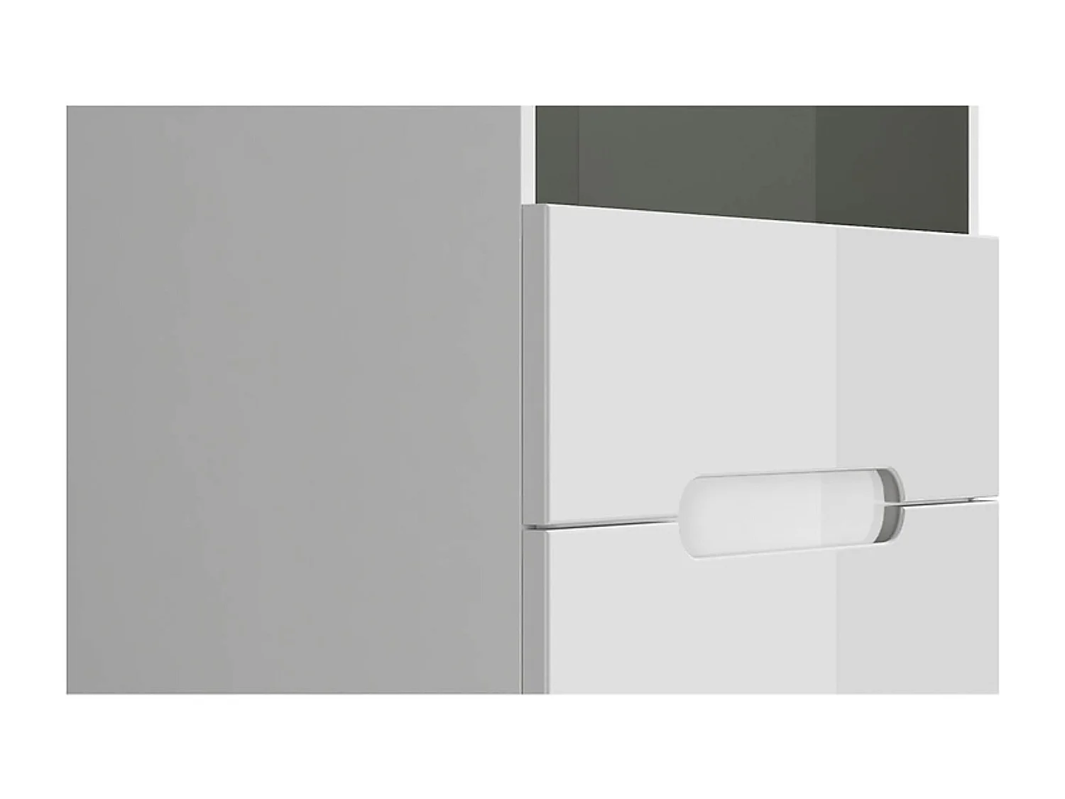 Vitrine haute à 2 portes avec éclairage LED, coloris Blanc/Blanc haute brillance - Longueur 60 x Profondeur 41 x Hauteur 193 cm