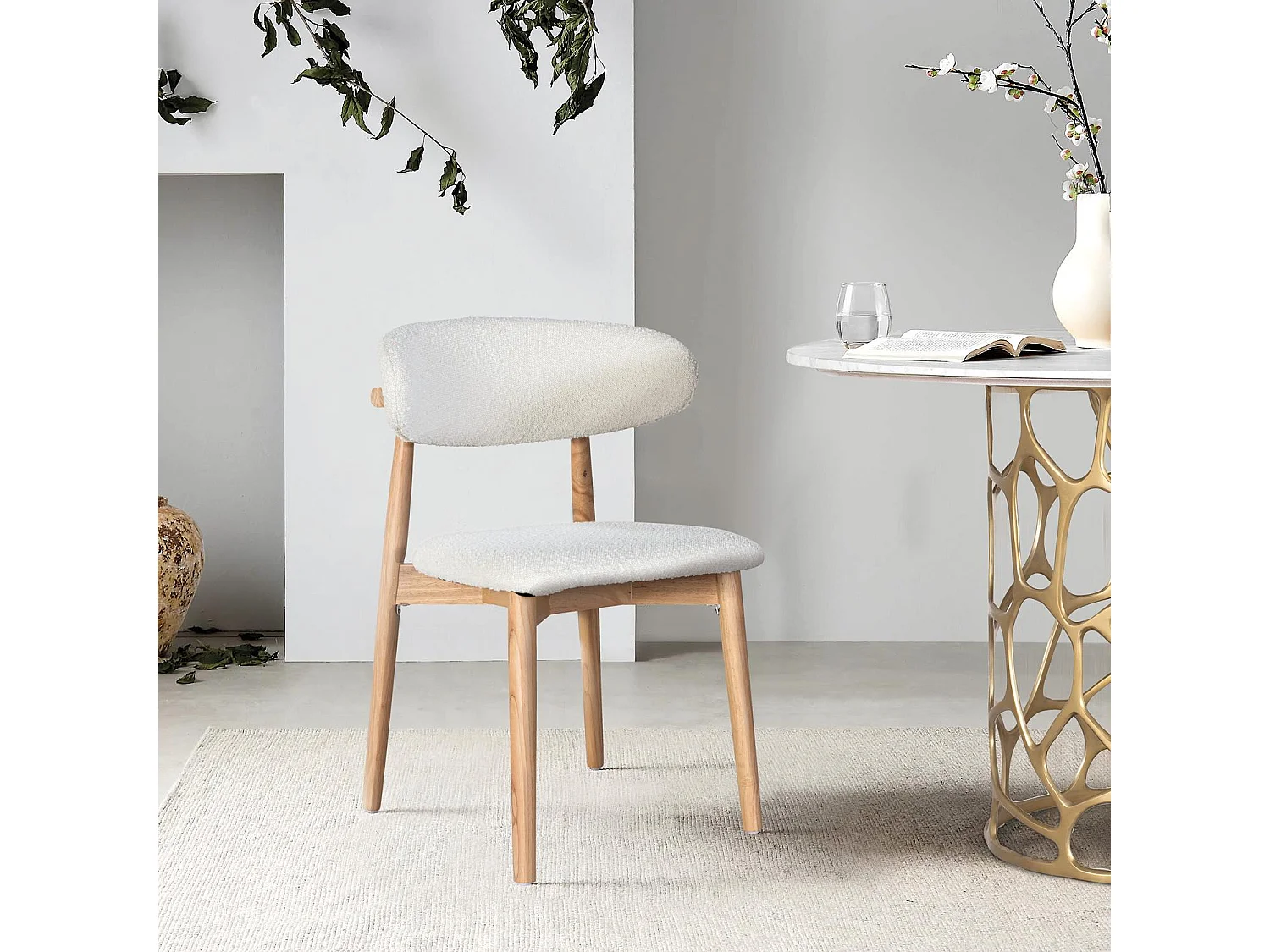 Silla de Madera de Caucho 56 Cm Estilo Contemporáno-79x56x50