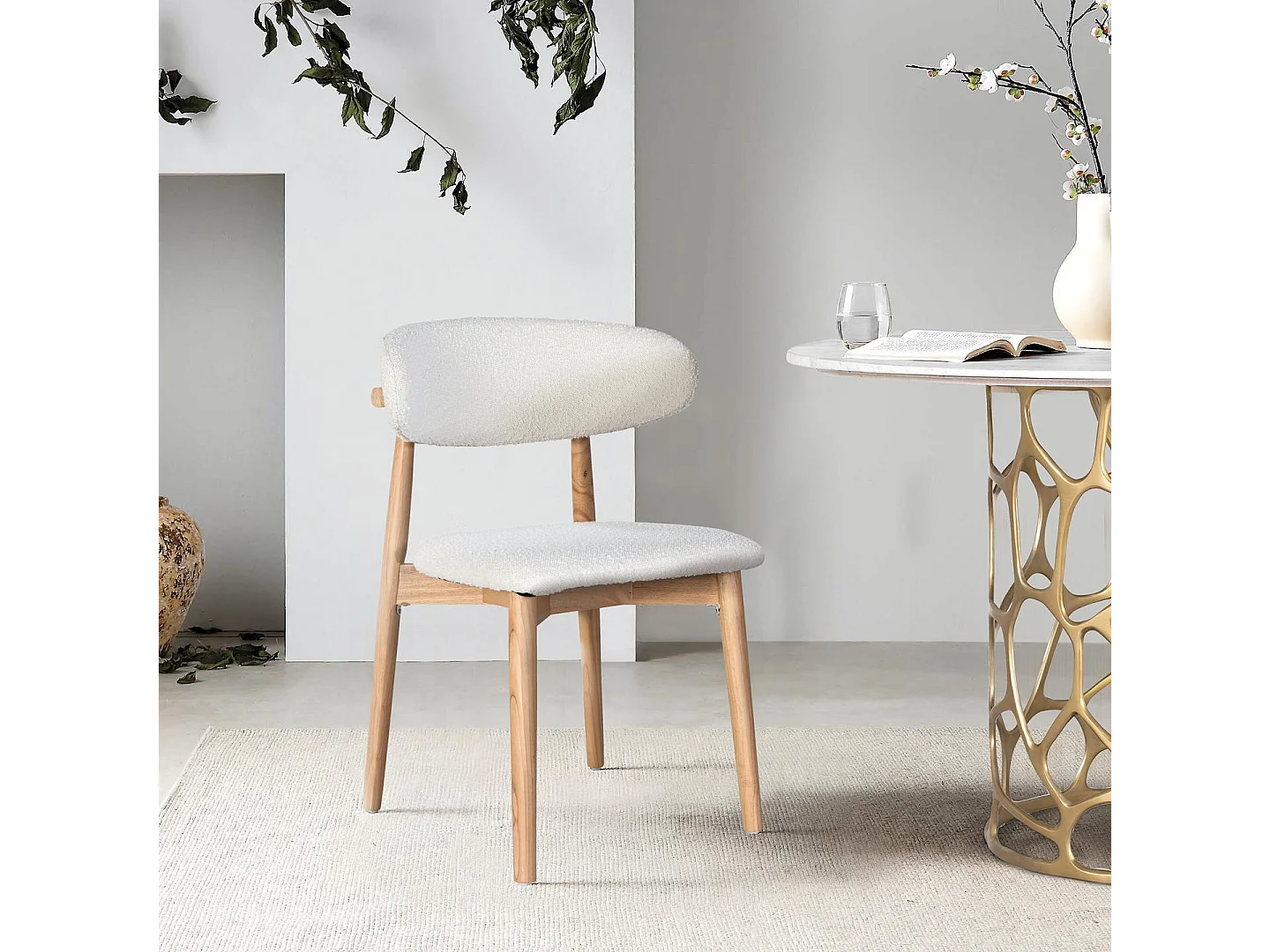 Silla de Madera de Caucho 56 Cm Estilo Contemporáno-79x56x50