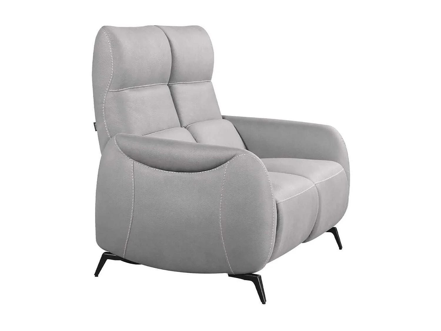 Canapé 2 places fixe tissu micro peau ultra doux gris clair - SMALK