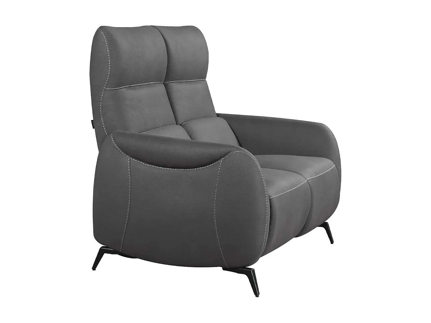 Canapé 2 places fixe tissu micro peau ultra doux gris foncé - SMALK