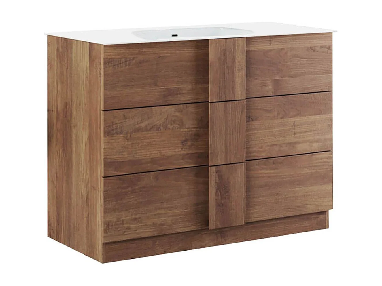 Meuble Vasque 82cm 3 tiroirs + Miroir aspect bois finition Mercure - ZEUS