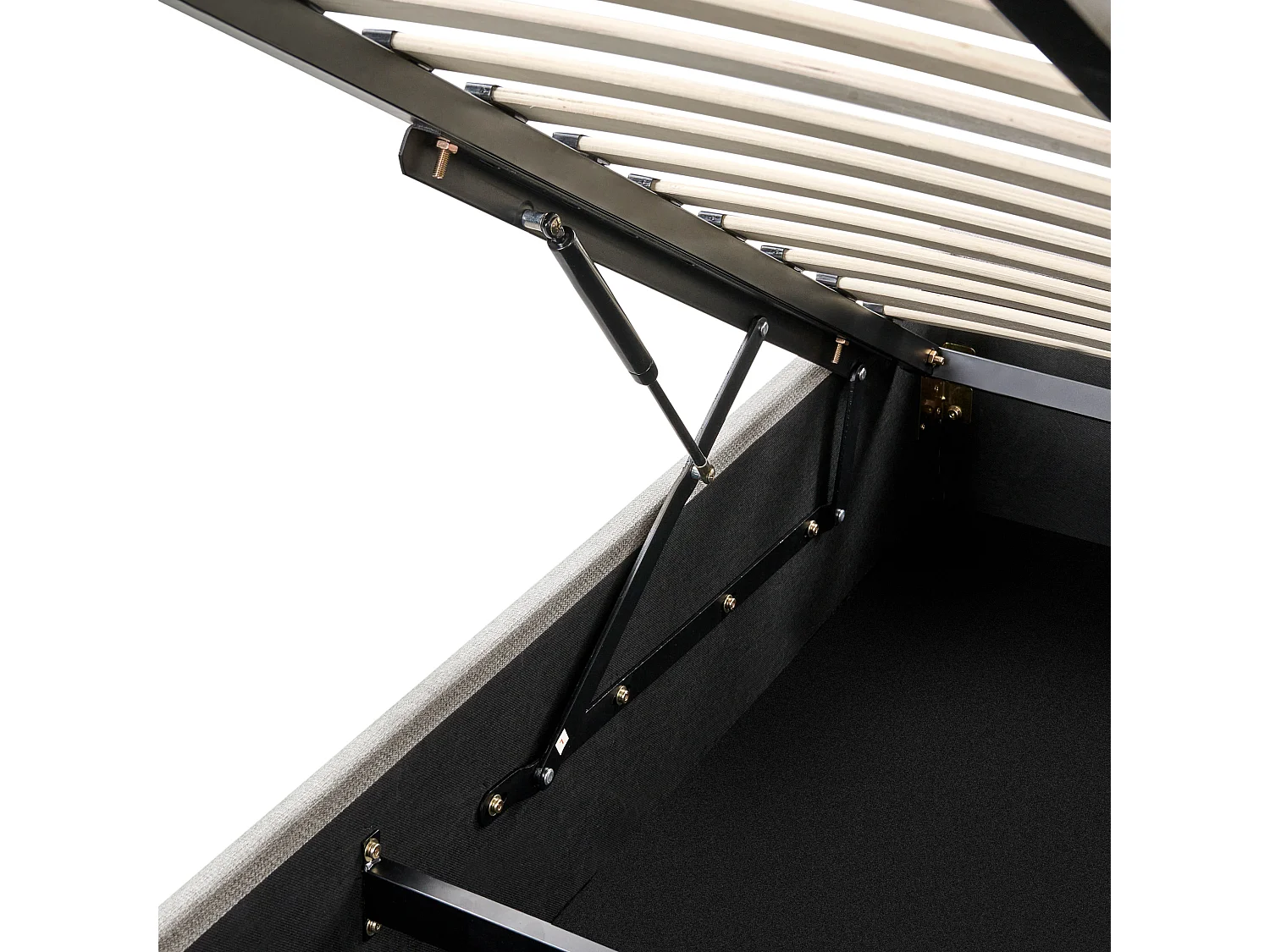 Lit ottoman sans tête de lit Tissu DINAN 180 x 200 cm Gris clair