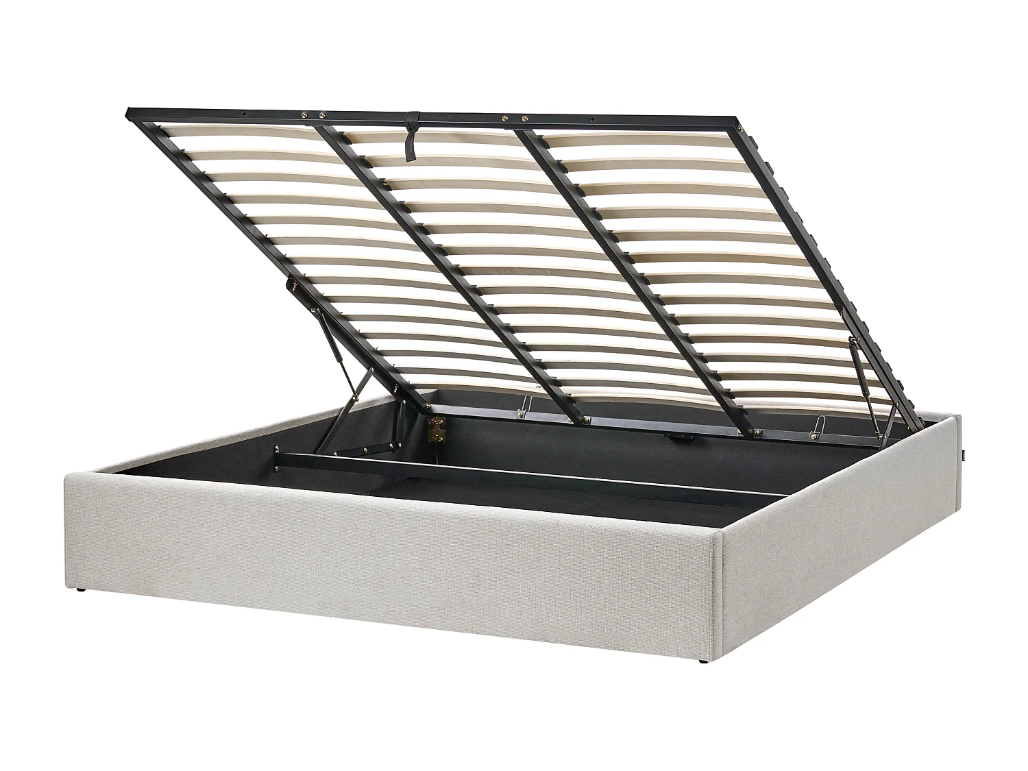 Lit ottoman sans tête de lit Tissu DINAN 180 x 200 cm Gris clair