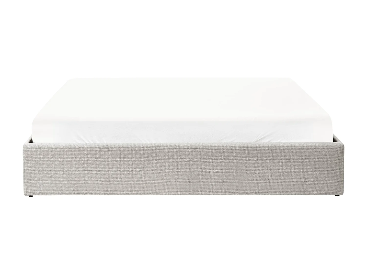 Lit ottoman sans tête de lit Tissu DINAN 180 x 200 cm Gris clair