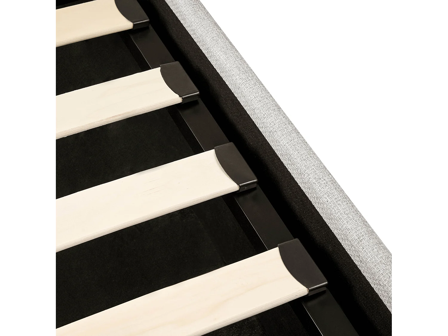 Lit ottoman sans tête de lit Tissu DINAN 180 x 200 cm Gris clair