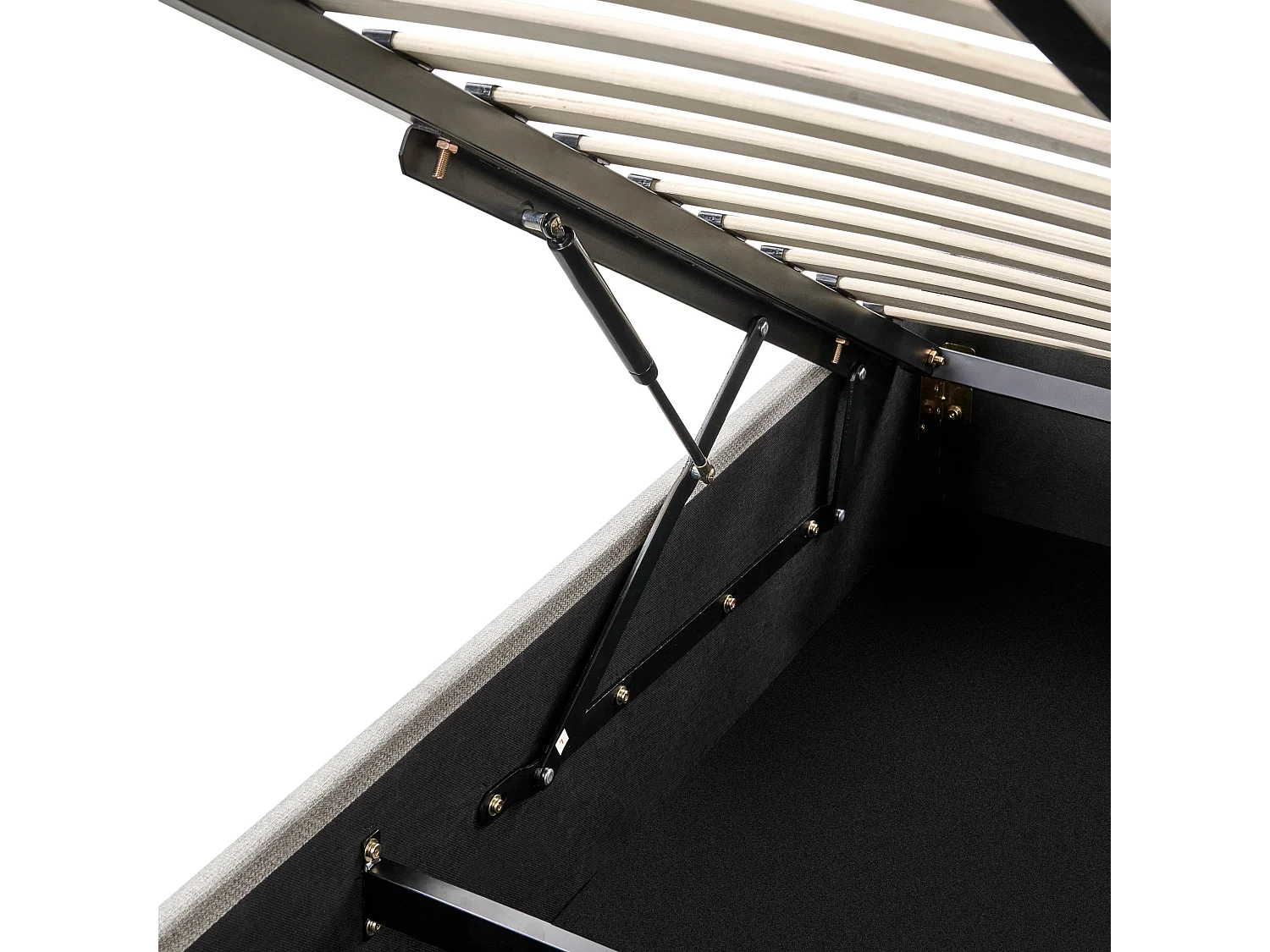 Lit ottoman sans tête de lit Tissu DINAN 180 x 200 cm Gris clair