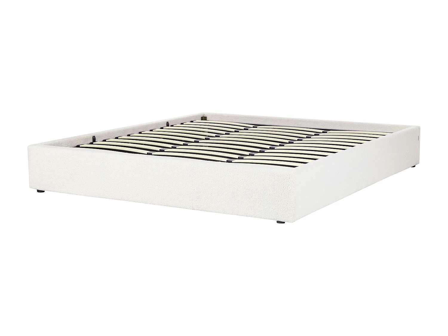 Lit ottoman sans tête de lit Bouclé DINAN 180 x 200 cm Blanc cassé