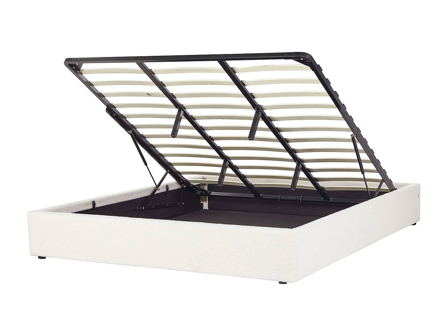 Lit ottoman sans tête de lit Bouclé DINAN 180 x 200 cm Blanc cassé