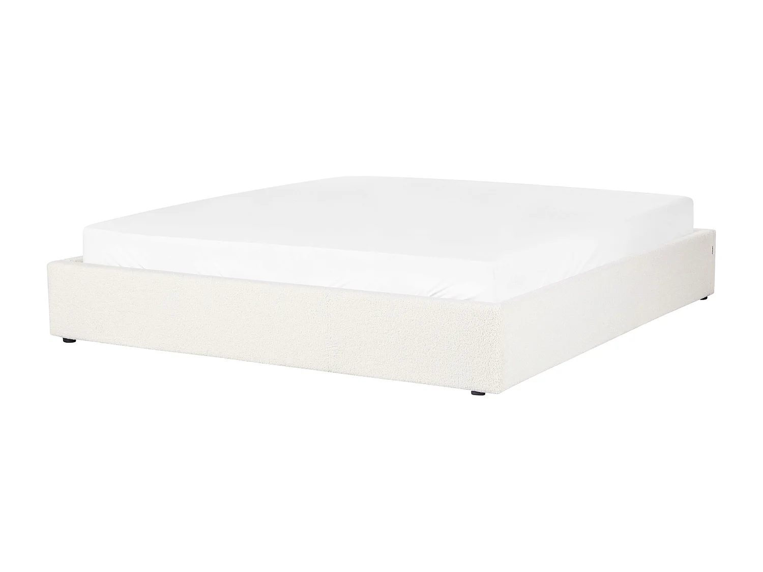 Lit ottoman sans tête de lit Bouclé DINAN 180 x 200 cm Blanc cassé