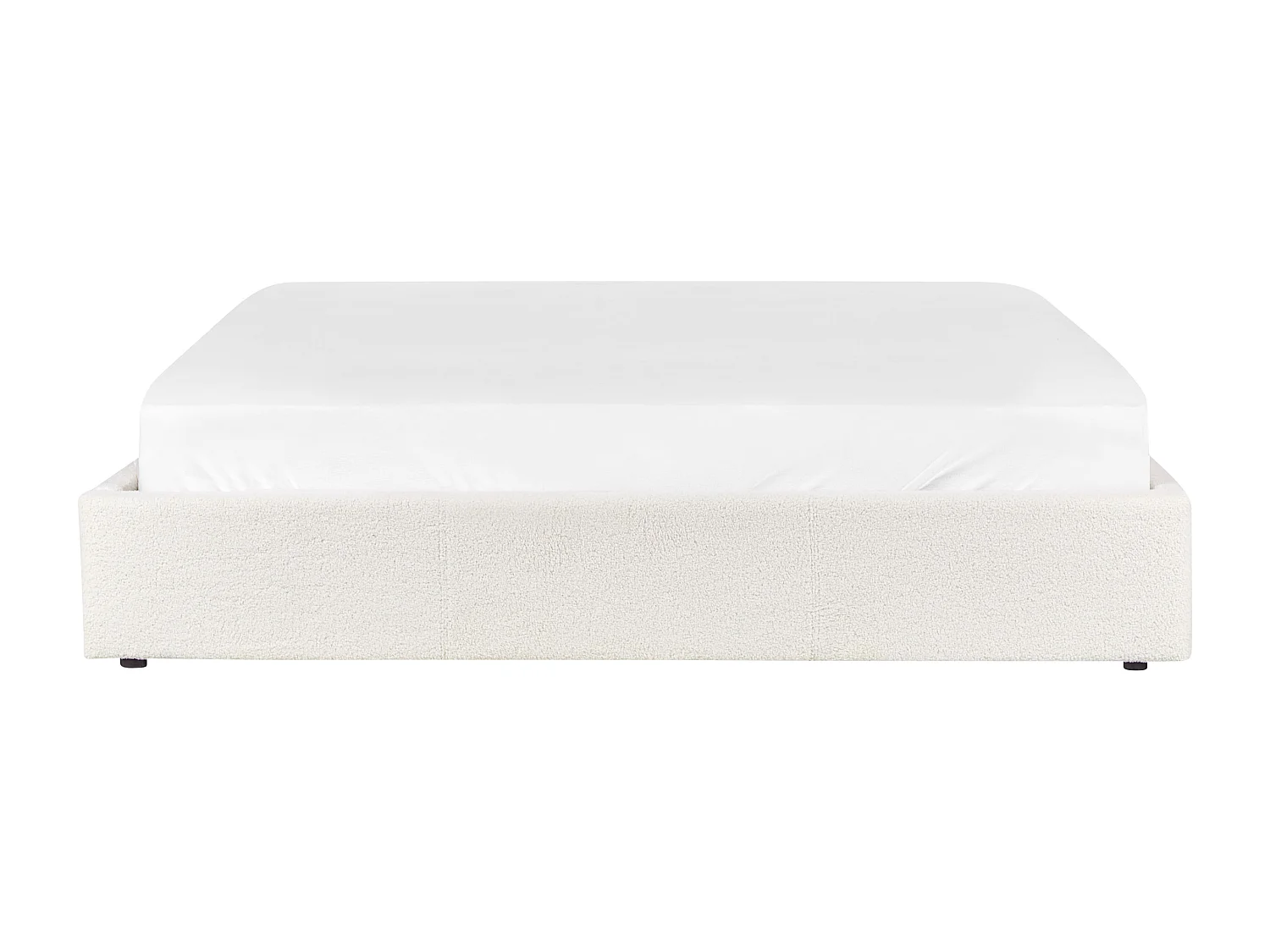 Lit ottoman sans tête de lit Bouclé DINAN 180 x 200 cm Blanc cassé
