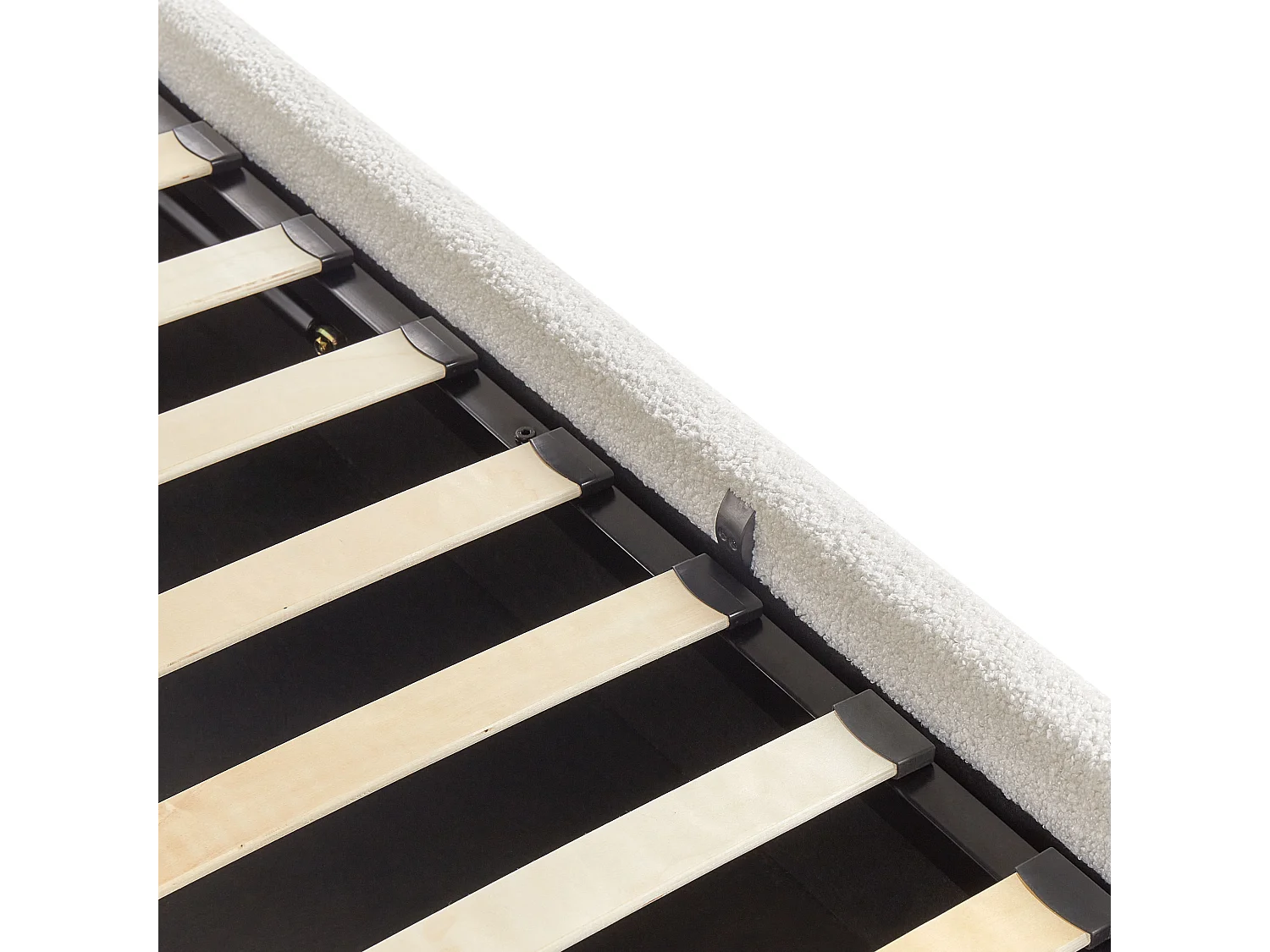 Lit ottoman sans tête de lit Bouclé DINAN 180 x 200 cm Blanc cassé