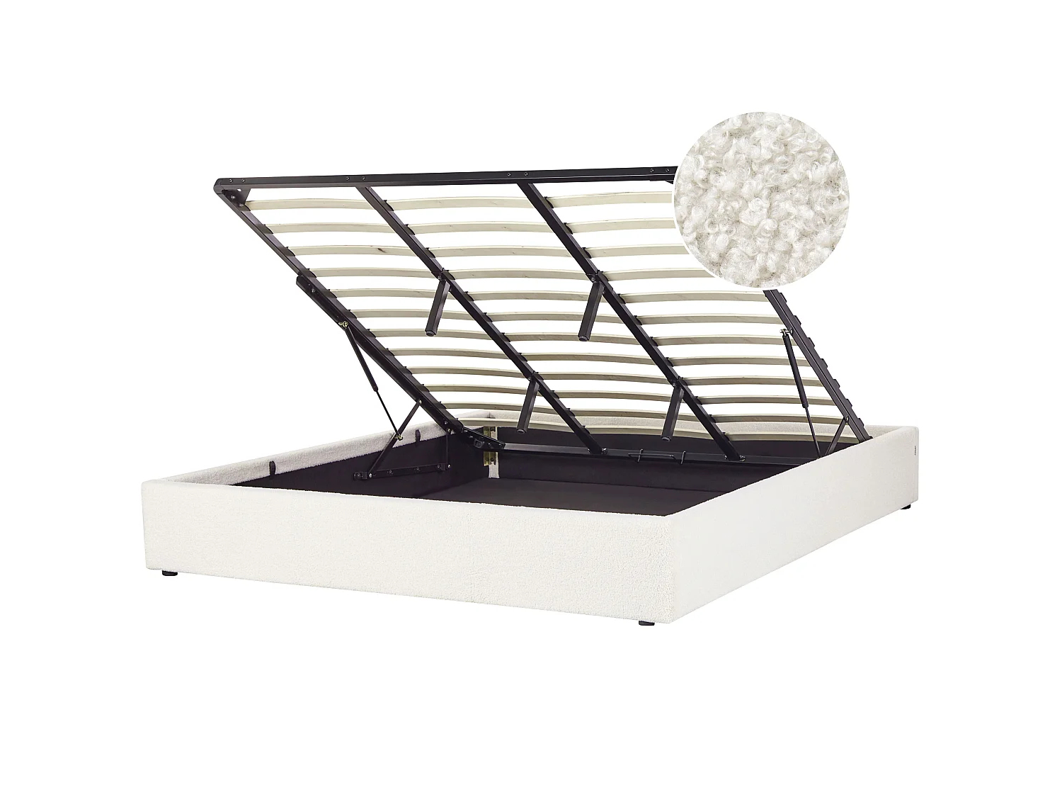 Letto contenitore Bouclé DINAN 180 x 200 cm Bianco sporco