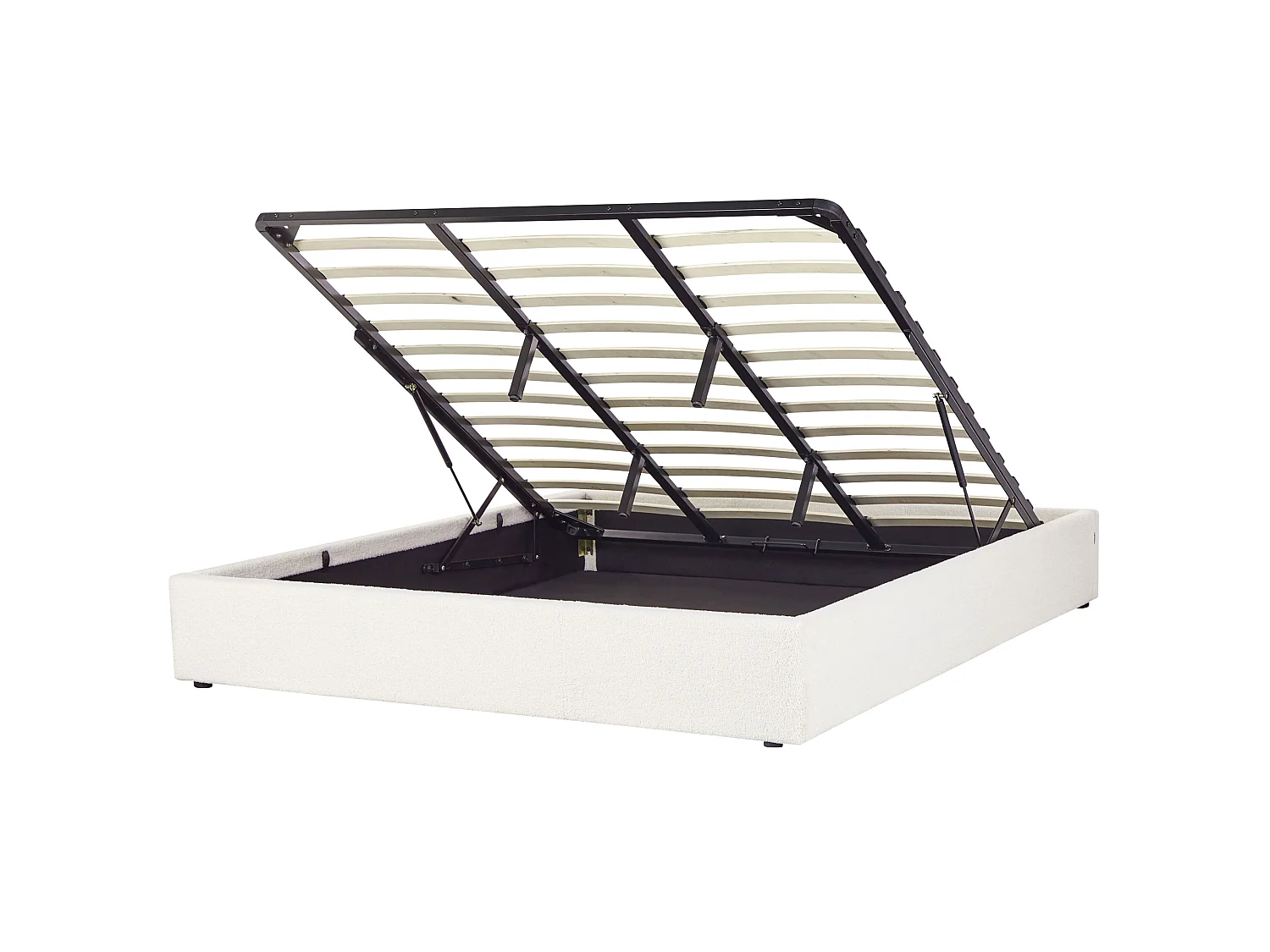 Letto contenitore Bouclé DINAN 180 x 200 cm Bianco sporco