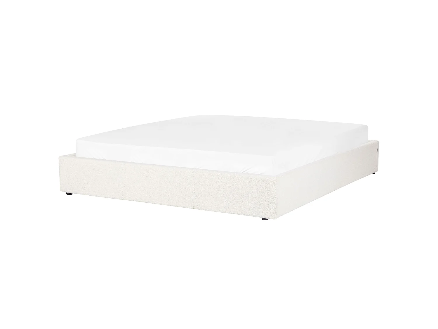 Letto contenitore Bouclé DINAN 180 x 200 cm Bianco sporco