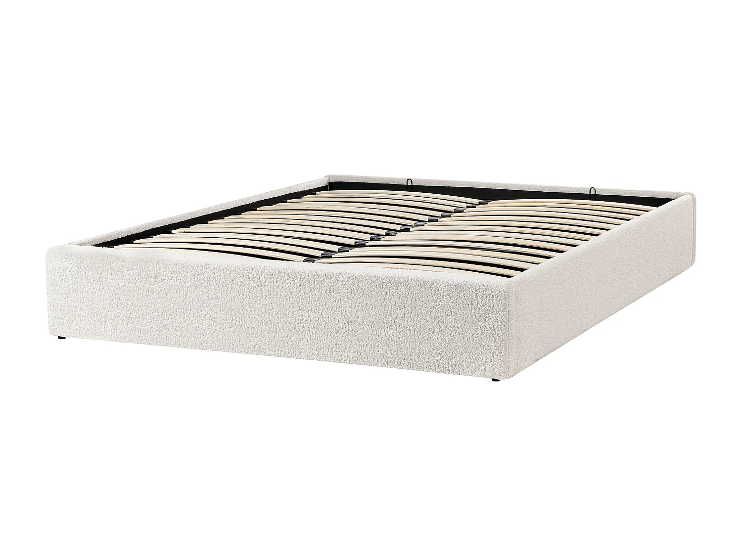 Lit ottoman sans tête de lit Bouclé DINAN 160 x 200 cm Blanc cassé